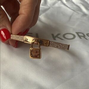 Michael Kors Gold rhinestones Padlock Bangle
